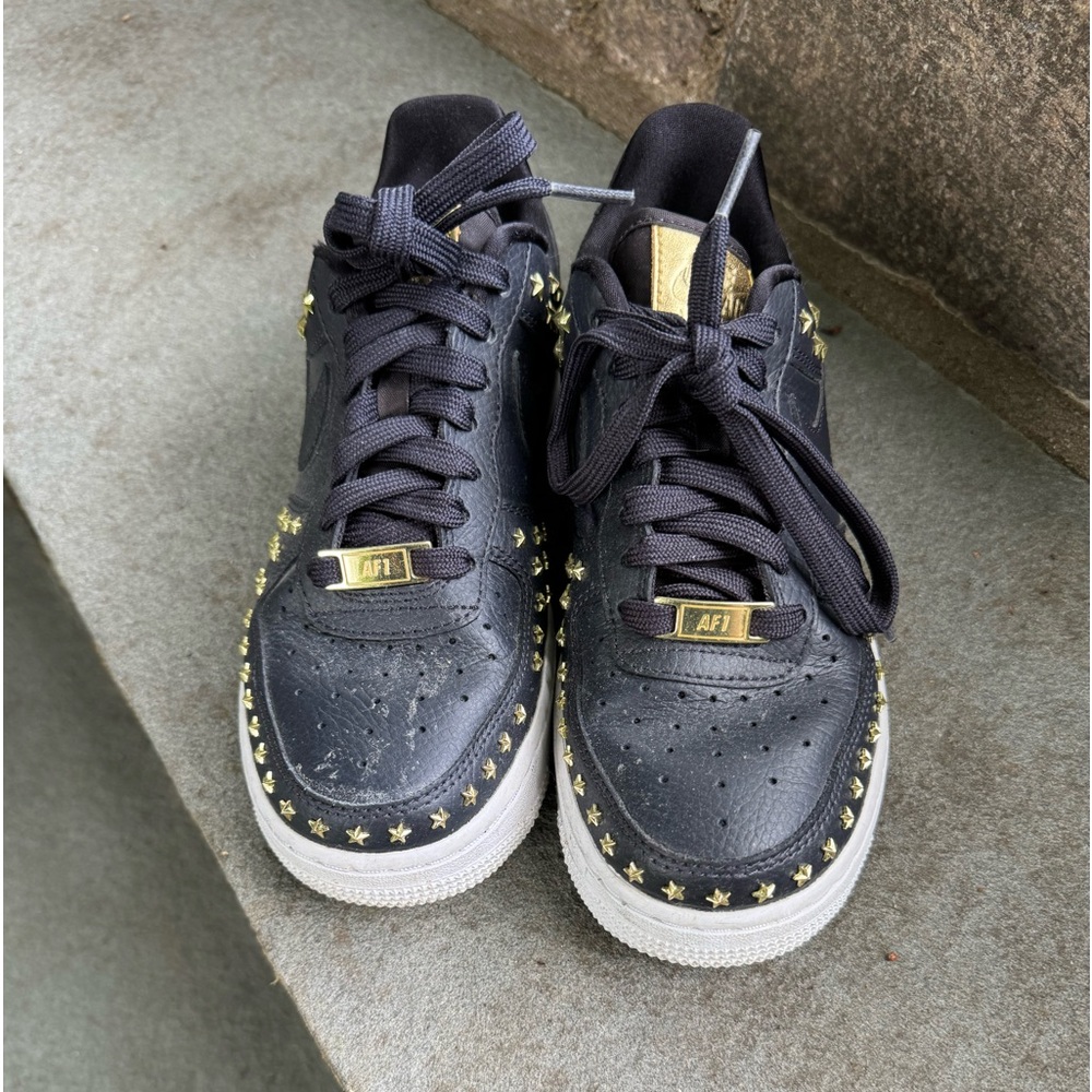 Nike Air size 5 black sneakers with star shaped gold studs